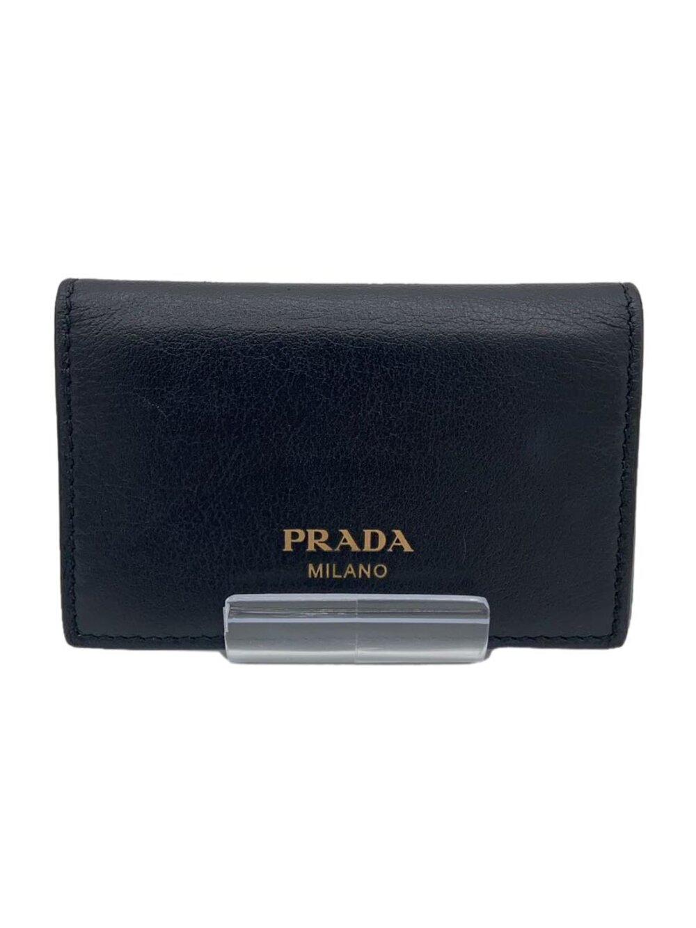Prada Card Case Wallet Leather Black